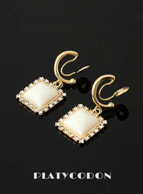 无耳洞蚊香盘耳夹无痛高级感金属耳环方形耳圈百搭几何形耳钉耳坠