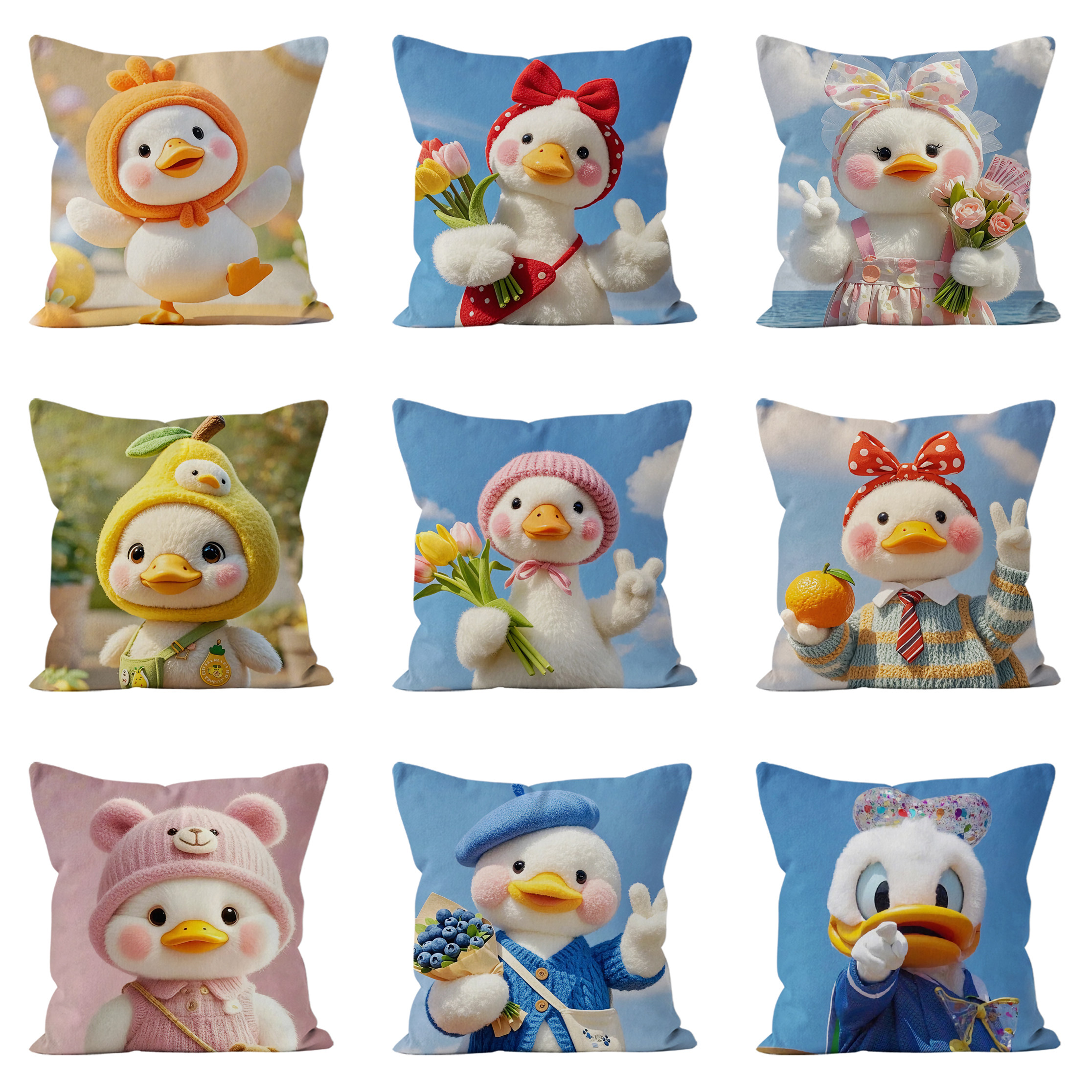 可爱鸭卡通氛围感靠枕学生房间宿舍床头靠垫朋友闺蜜生日礼物
