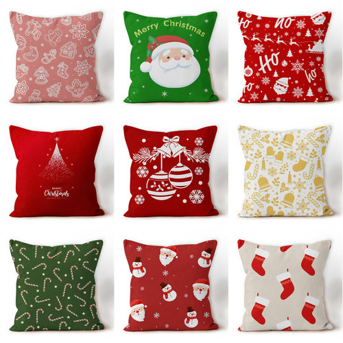 雪吻圣诞新年装饰靠枕节日毛绒抱枕沙发装饰简约印花设计送闺蜜