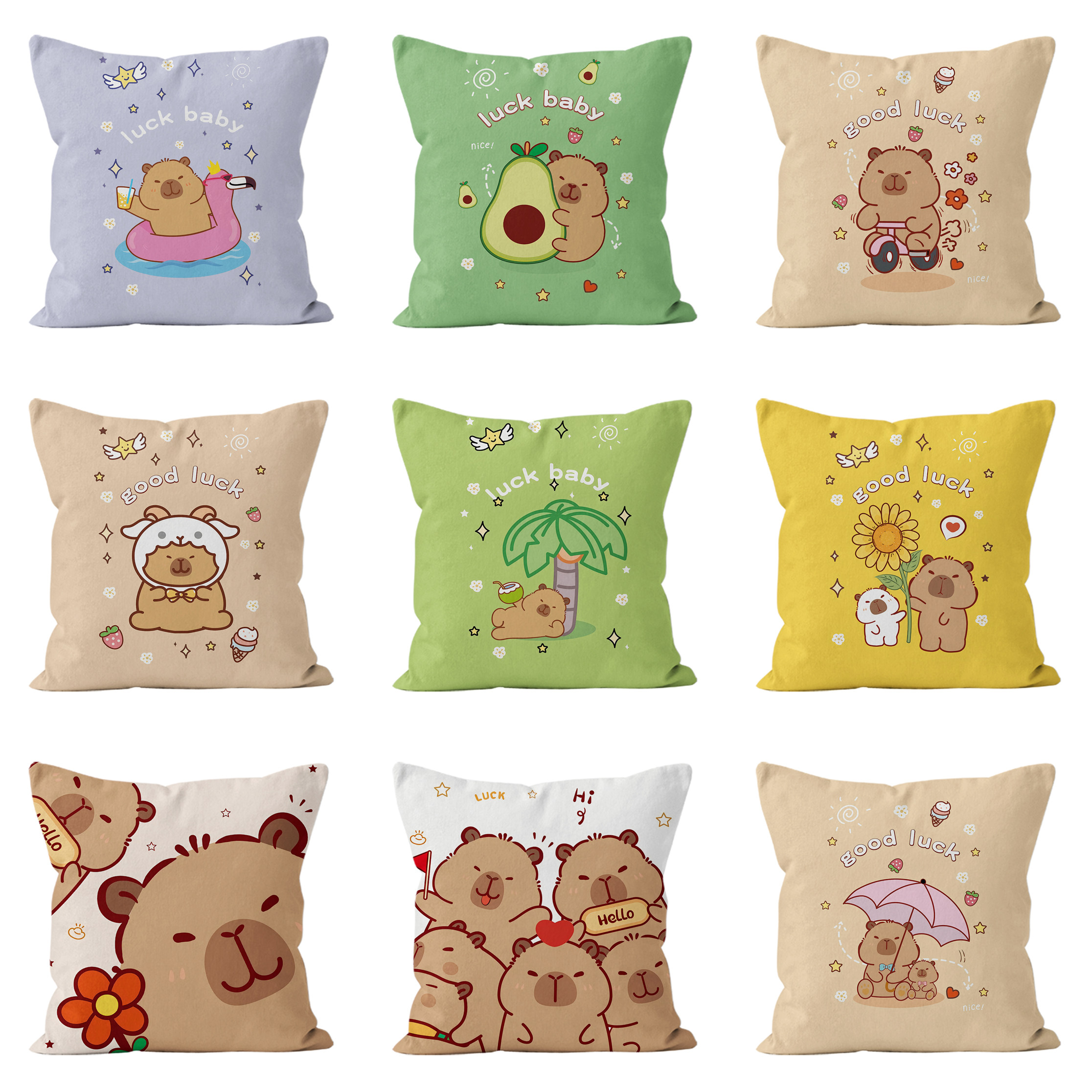 多巴胺呆萌可爱卡皮巴拉小水豚卡通客厅沙发抱枕靠垫装饰礼物午睡