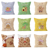 多巴胺呆萌可爱卡皮巴拉小水豚卡通客厅沙发抱枕靠垫装 饰礼物午睡