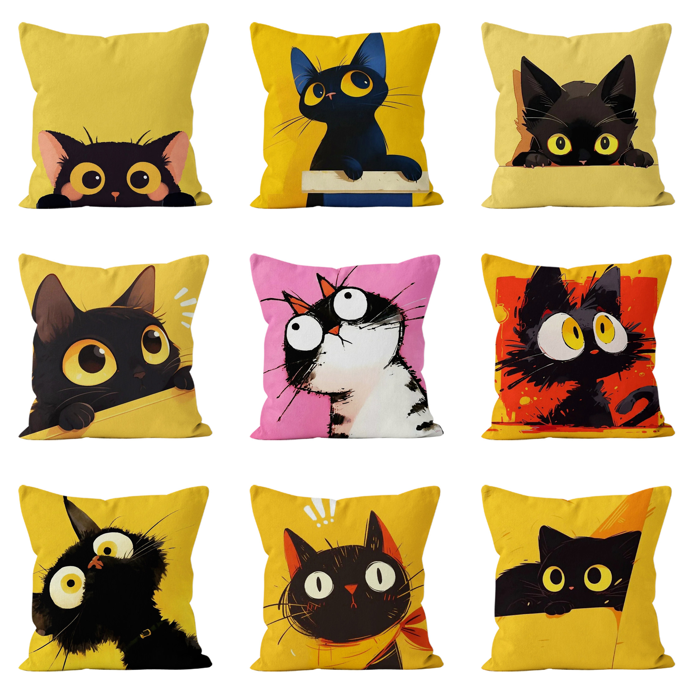 抽象黑色猫咪沙发客厅枕头办公室学生宿舍汽车床头护腰卡通靠垫,居家布艺,靠垫/抱枕,淘宝优惠券,粉丝福利购,淘宝优惠卷