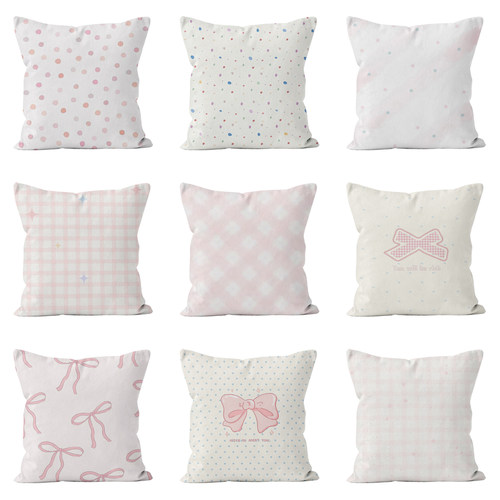 简约花卉沙发靠背客厅卧室宿舍靠枕爱心蝴蝶结床头护腰靠垫枕套