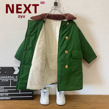 英国NEXT ZYU官方正品军大衣儿童东北大棉袄男女童加厚军绿色棉衣