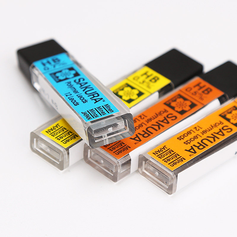 일본 사쿠라 0.3MM 리드 0.5 0.7 0.9MM 자동 연필 리드 2H HB 파손 방지 이동 리드