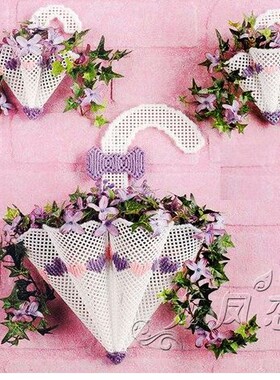 立体绣3D十字绣新款客厅装饰白色花伞形花篮墙挂饰品G8制作材料