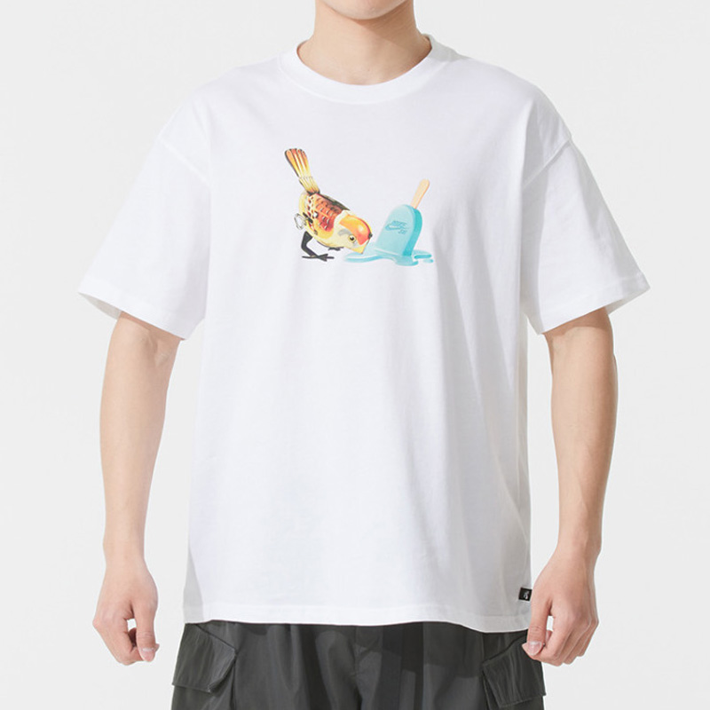2025新款NIKE耐克男短袖圆领T恤 小鸟吃冰棒休闲涂鸦文化衫HJ0819
