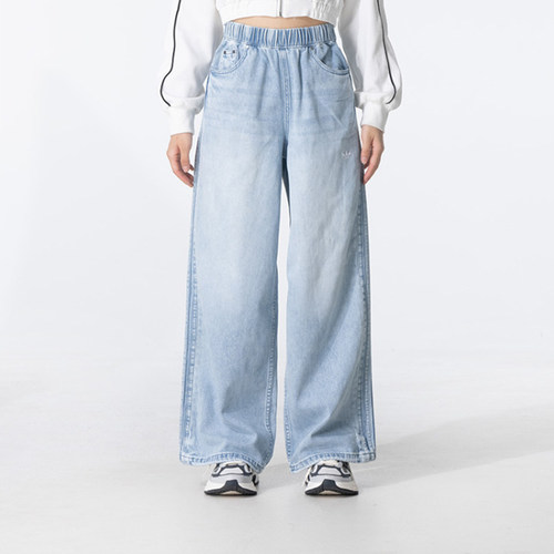 正品阿迪达斯女裤 DENIM PANT 宽松大码阔腿运动休闲牛仔裤KC5839