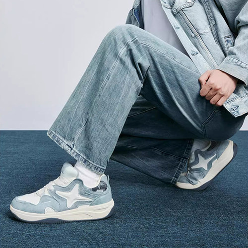 专柜正品 特步STAR-X丹宁风面包鞋 女士低帮板鞋 缓震运动休闲鞋