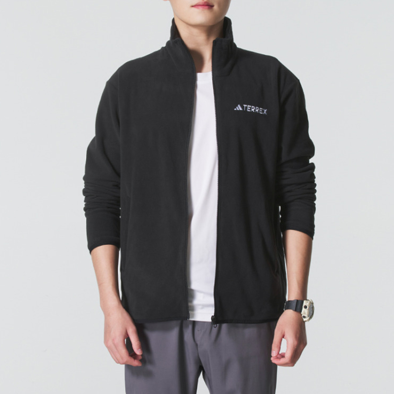 2025新款阿迪达斯男装MT ESS FZ FL户外抓绒衣运动休闲夹克JP0795