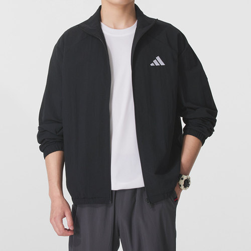 2026秋季新款Adidas男装梭织夹克锦纶速干薄款透气运动外套JM1772