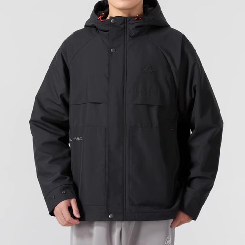 2024冬季新款阿迪达斯连帽夹克男子宽松运动服休闲防风外套JI8680