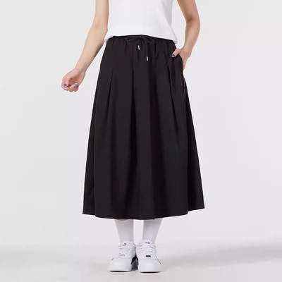 PUMA彪马黑色半身裙女2024夏季新款运动裙子休闲百褶裙长裙626039
