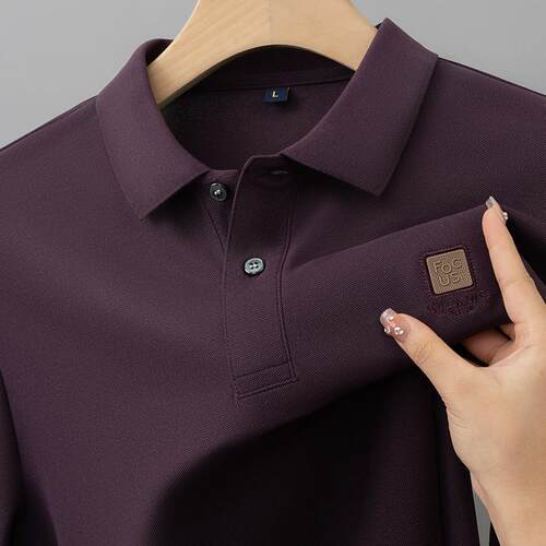 男士长袖POLO衫2024新款纯棉翻领t恤秋装上衣时尚高端打底衫男装