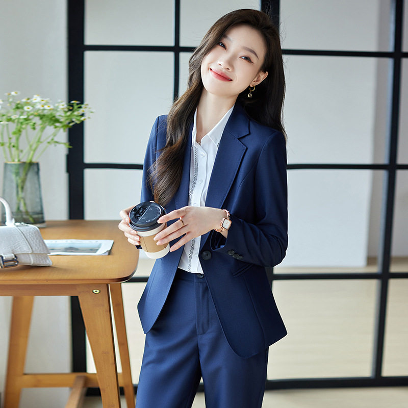 藏蓝色西装套装女2026新款春秋小个子气质女士外套职业正装工作服