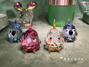 代购SWAROVSKI施华洛世奇 紫色金刚鹦鹉 粉红凤头鹦鹉水晶摆件