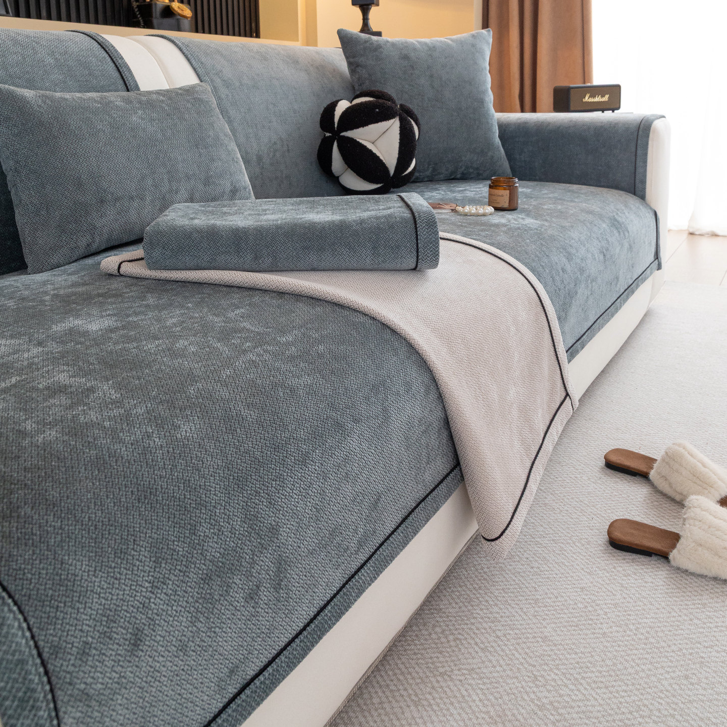 轻奢高级感雪尼尔沙发垫四季通用新款2025皮沙发套罩防滑坐垫盖布,居家布艺,沙发垫,淘宝优惠券,粉丝福利购,淘宝优惠卷