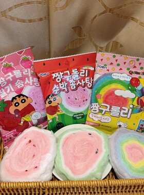 韩国进口joen彩色棉花糖草莓味西瓜味蜡笔小新儿童糖果网红零食