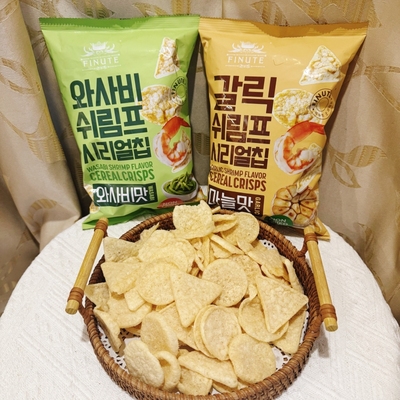 趣莱福FINUTE韩国大蒜虾味谷物脆芥末味非油炸膨化食品薯片零食