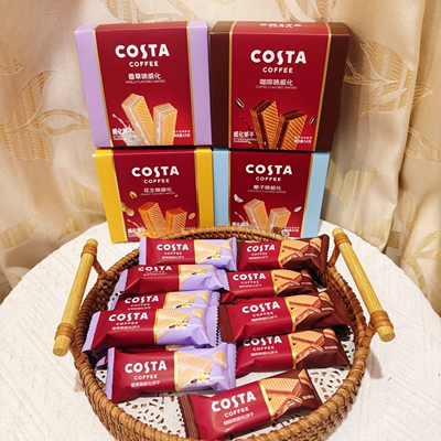 COSTA威化饼干咖啡味香草味花生椰子味威化盒装解馋追剧出游零食