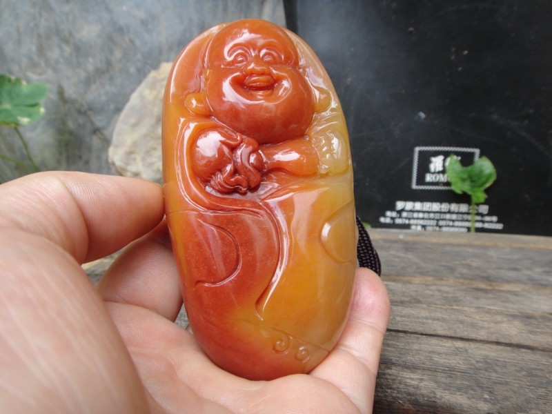 云南芒市 黄龙玉精品 珠宝奇石 笑佛手把玩件 福在眼前 源头直播