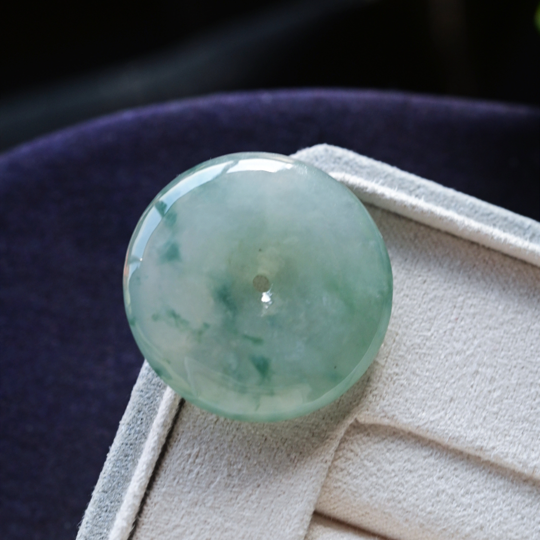 一斤钻戒 天然缅甸A货翡翠吊坠 平安扣翡翠吊坠 飘花平安扣