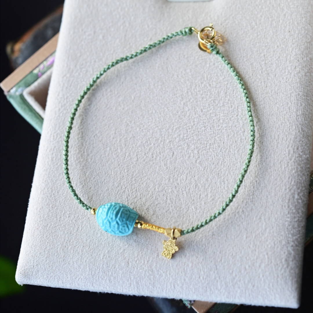一斤钻戒 天然原矿绿松石手链 高瓷高蓝小龟甲 18K金财神点缀,饰品/流行首饰/时尚饰品新,手饰/手串,淘宝优惠券,粉丝福利购,淘宝优惠卷