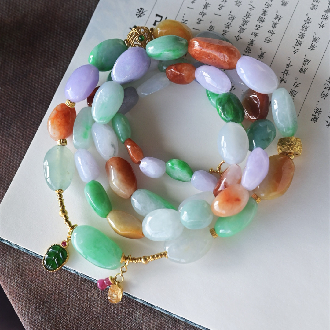 一斤钻戒 一物一图 天然缅甸A货翡翠手串项链 多宝随型珠 18K金,珠宝/钻石/翡翠,手链/手串,淘宝优惠券,粉丝福利购,淘宝优惠卷