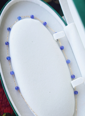 一斤钻戒 天然坦桑石项链典雅而浪漫晶体干净通透精致感十足18K金