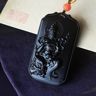 色调浓郁厚重 观音坠 搭配手工绳 天然和田墨玉吊坠项链 一斤钻戒