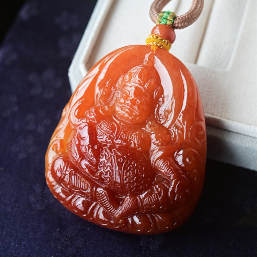 一斤钻戒 天然缅甸A货翡翠吊坠 冰红翡吊坠项链 大尺寸翡翠坠