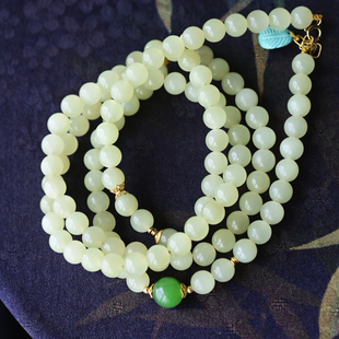 一斤钻戒 天然和田玉手链项链多用款 黄口料 玉质油润细腻 18K金