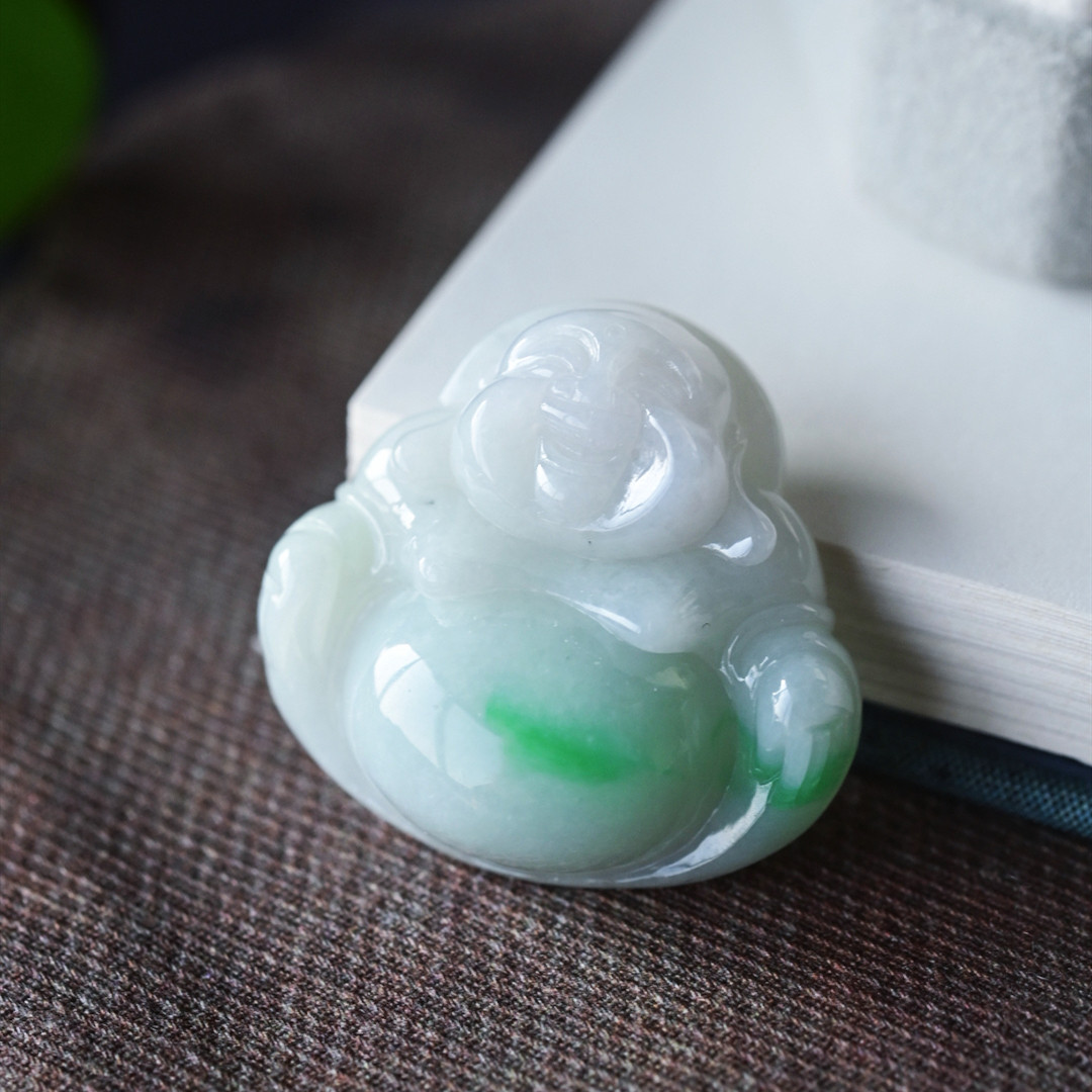 一斤钻戒 一物一图 天然缅甸A货翡翠弥勒吊坠 飘阳色 型正厚实,珠宝/钻石/翡翠,颈饰,淘宝优惠券,粉丝福利购,淘宝优惠卷