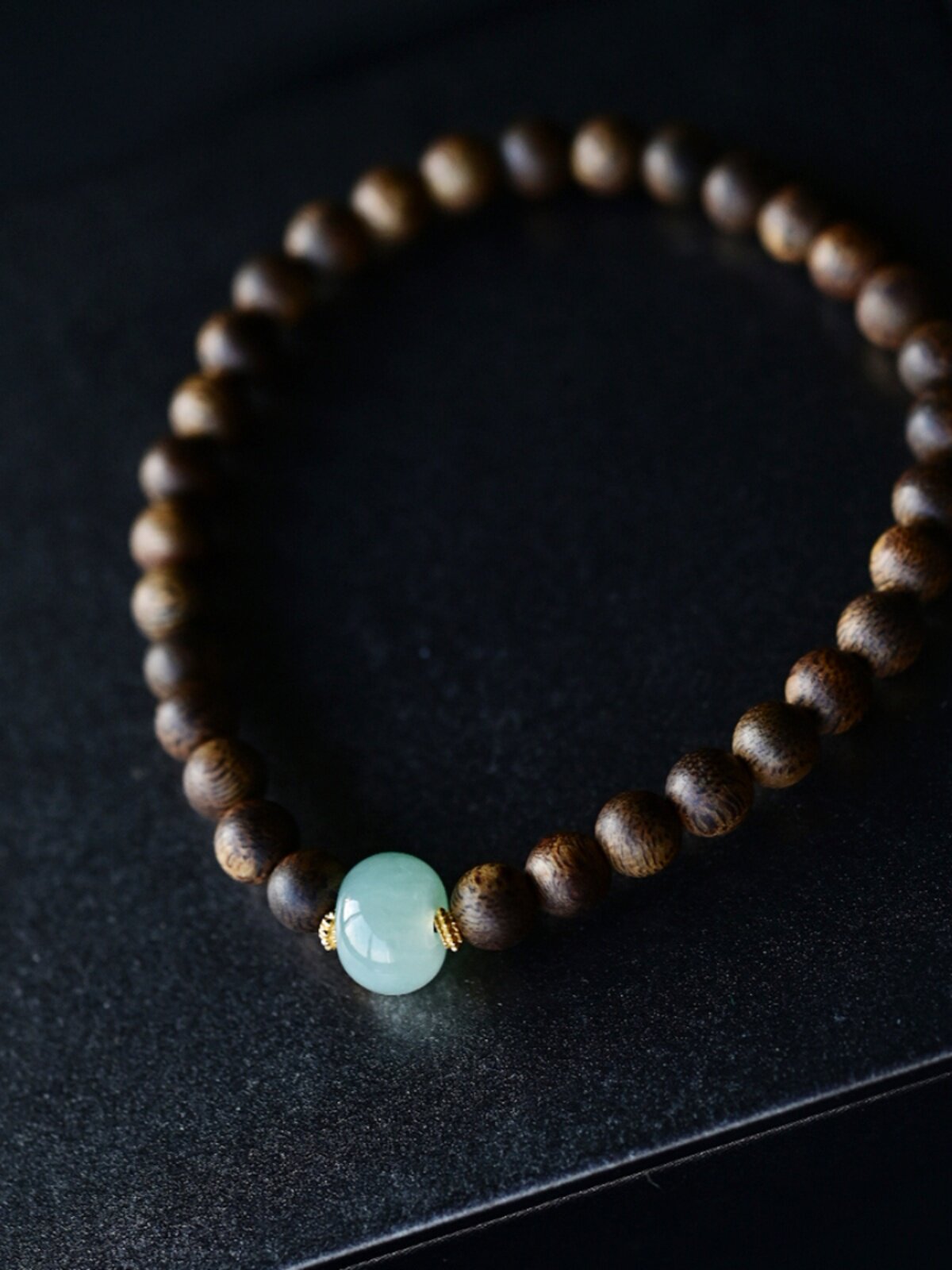 1파운드 다이아몬드 반지 100% 천연 침향 팔찌 풍부한 오일 경옥 옥 비즈 장식 18K 골드