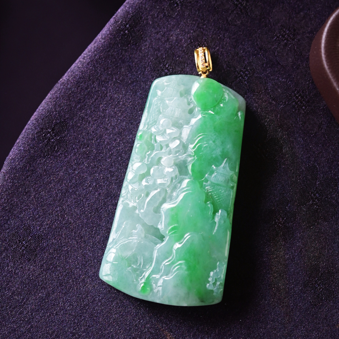 一斤钻戒天然缅甸A货翡翠18K金