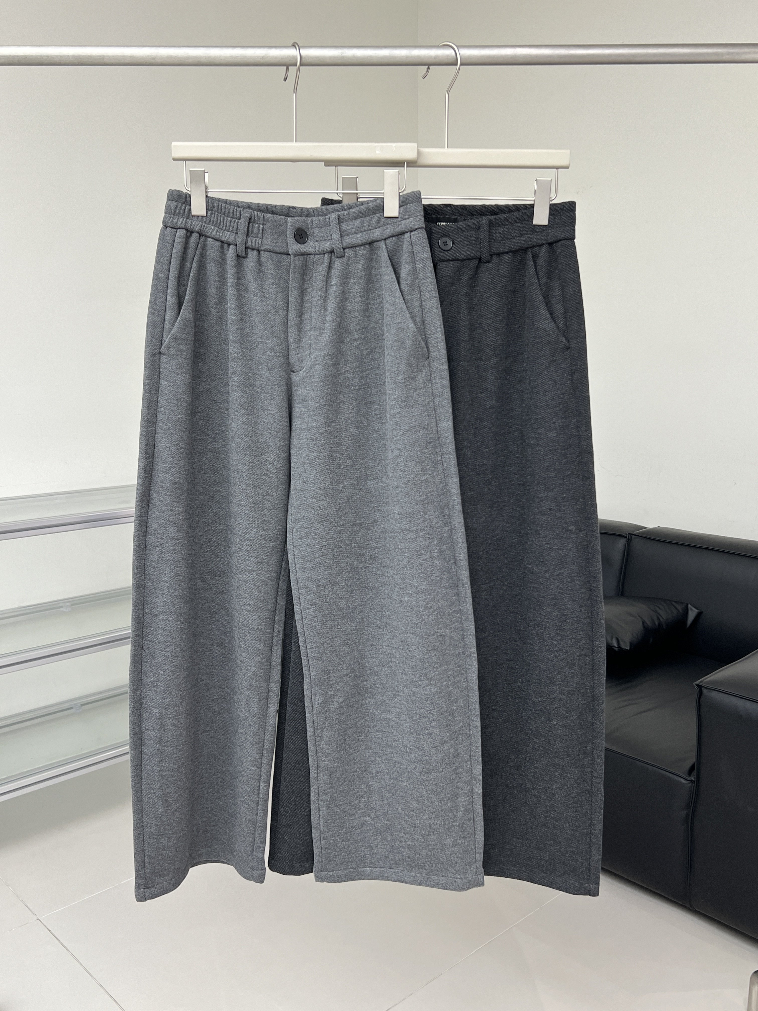 KERRIICHO 纯色醋酸羊毛纤维百搭松紧腰内抽绳直筒宽松显瘦休闲裤