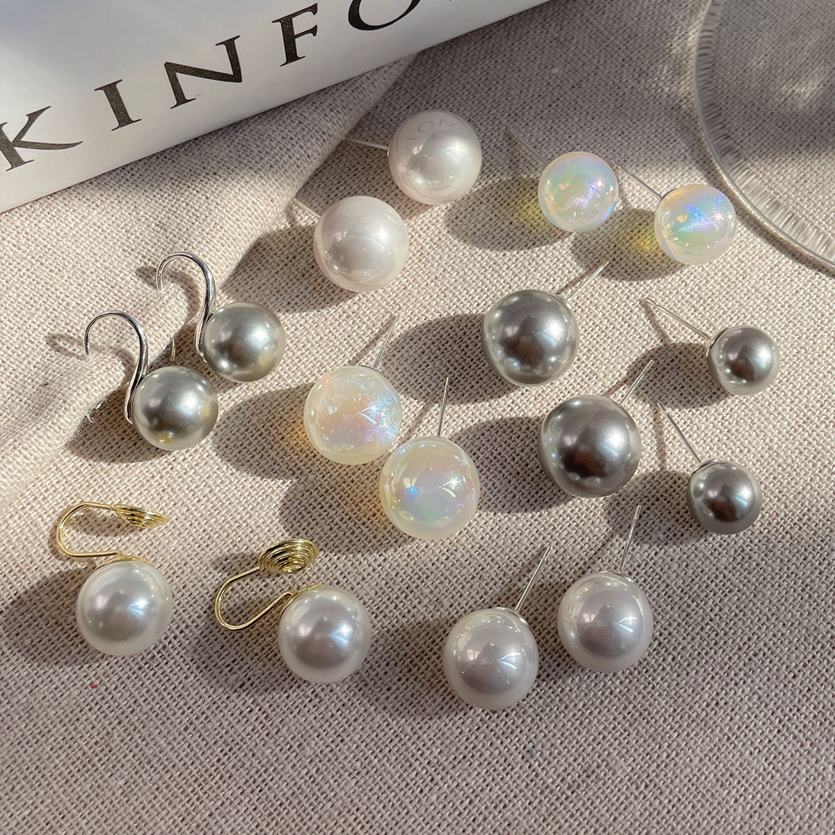 珍珠耳钉女定制白色大珍珠气质银针耳饰珍珠百搭耳环高级感批