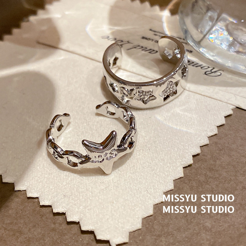 甜心教主~璀璨星星宝石戒指小众高级感锆石食指戒低调冷淡风手饰