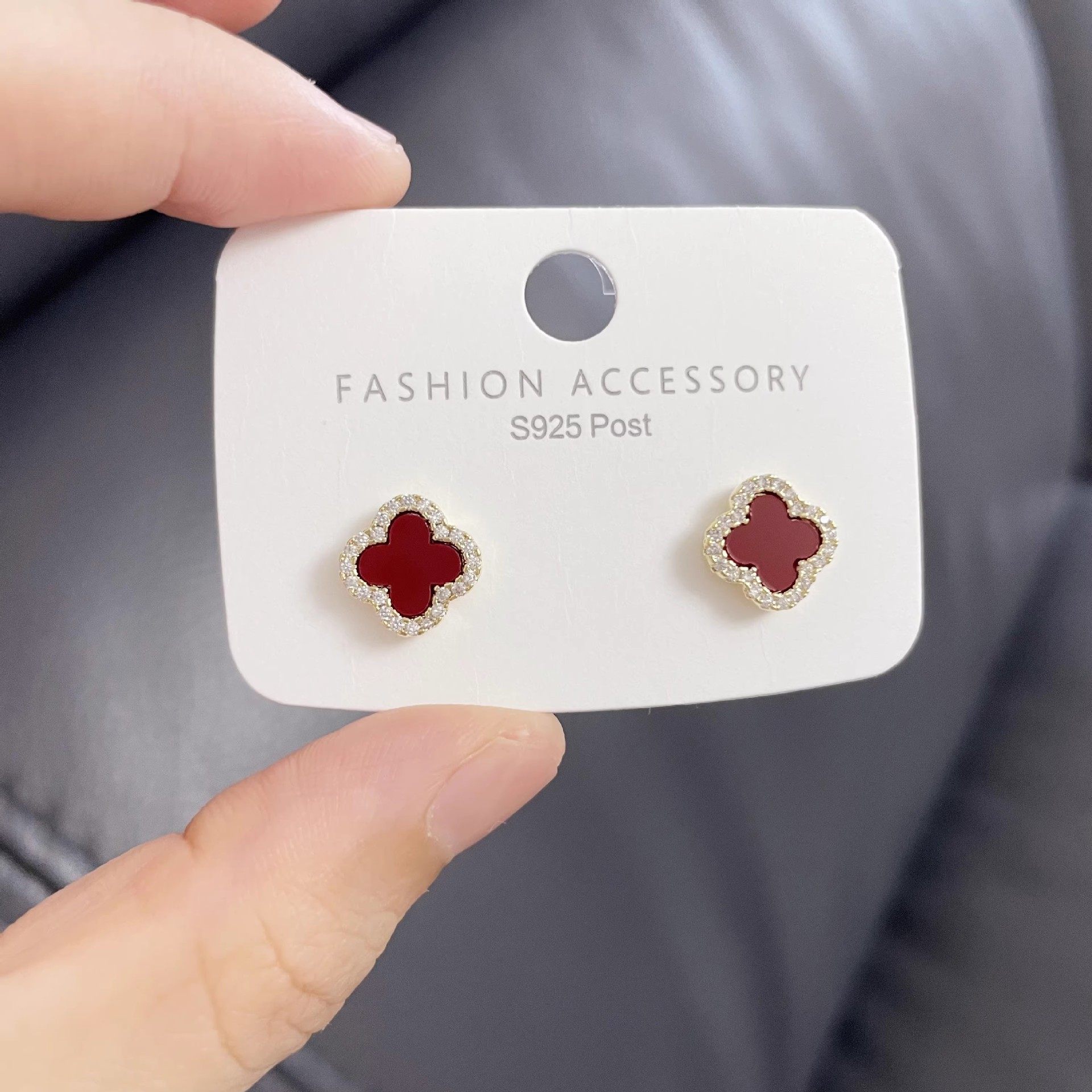 S925银针四叶草耳钉轻奢高级感气质耳环爆款网红耳环2023新款耳饰