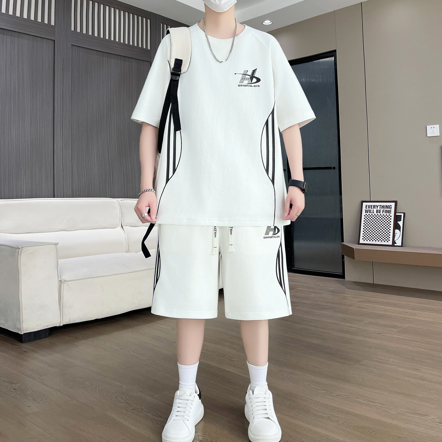凉感透气青少年夏季短袖T恤套装