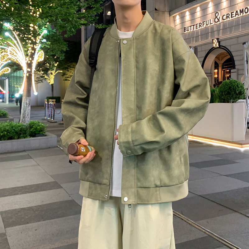 春秋季新款皮衣棒球服外套男生潮流青少年防风大学生夹克男装上衣