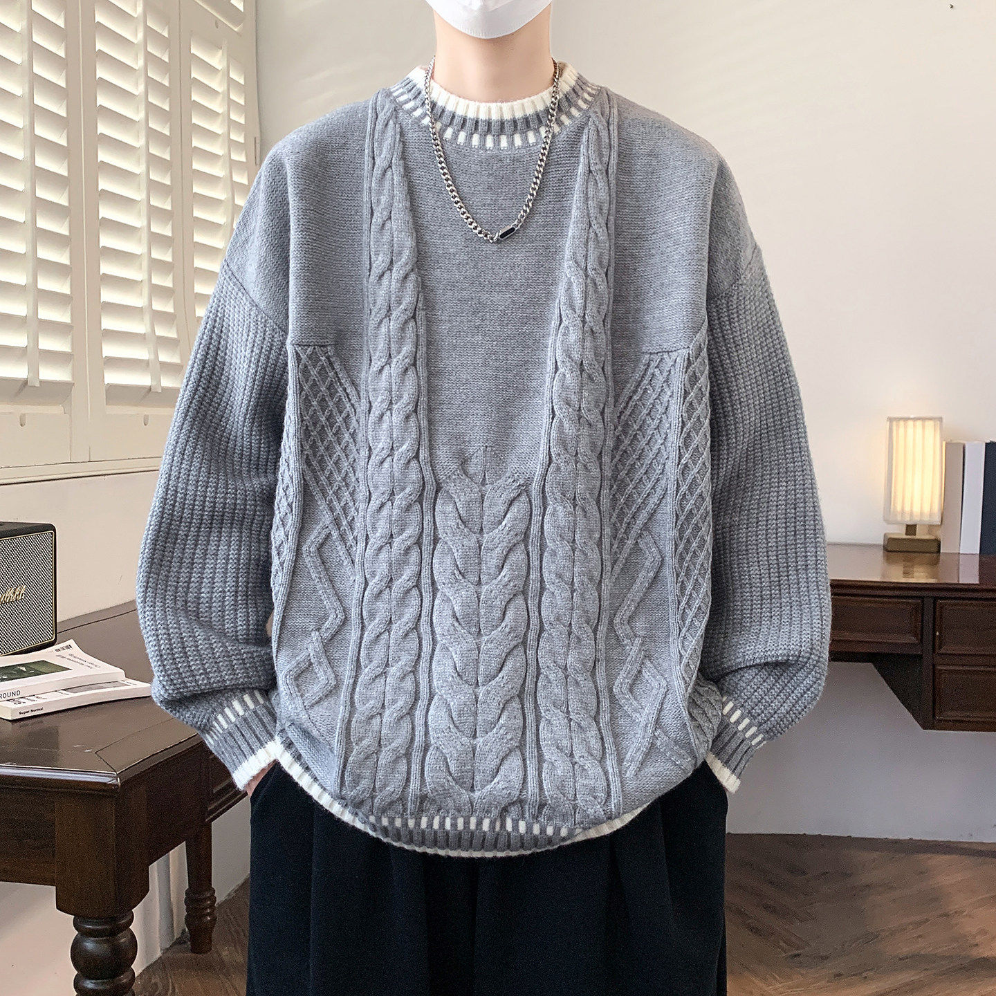 加厚保暖毛衣宽松潮流男生针织衫