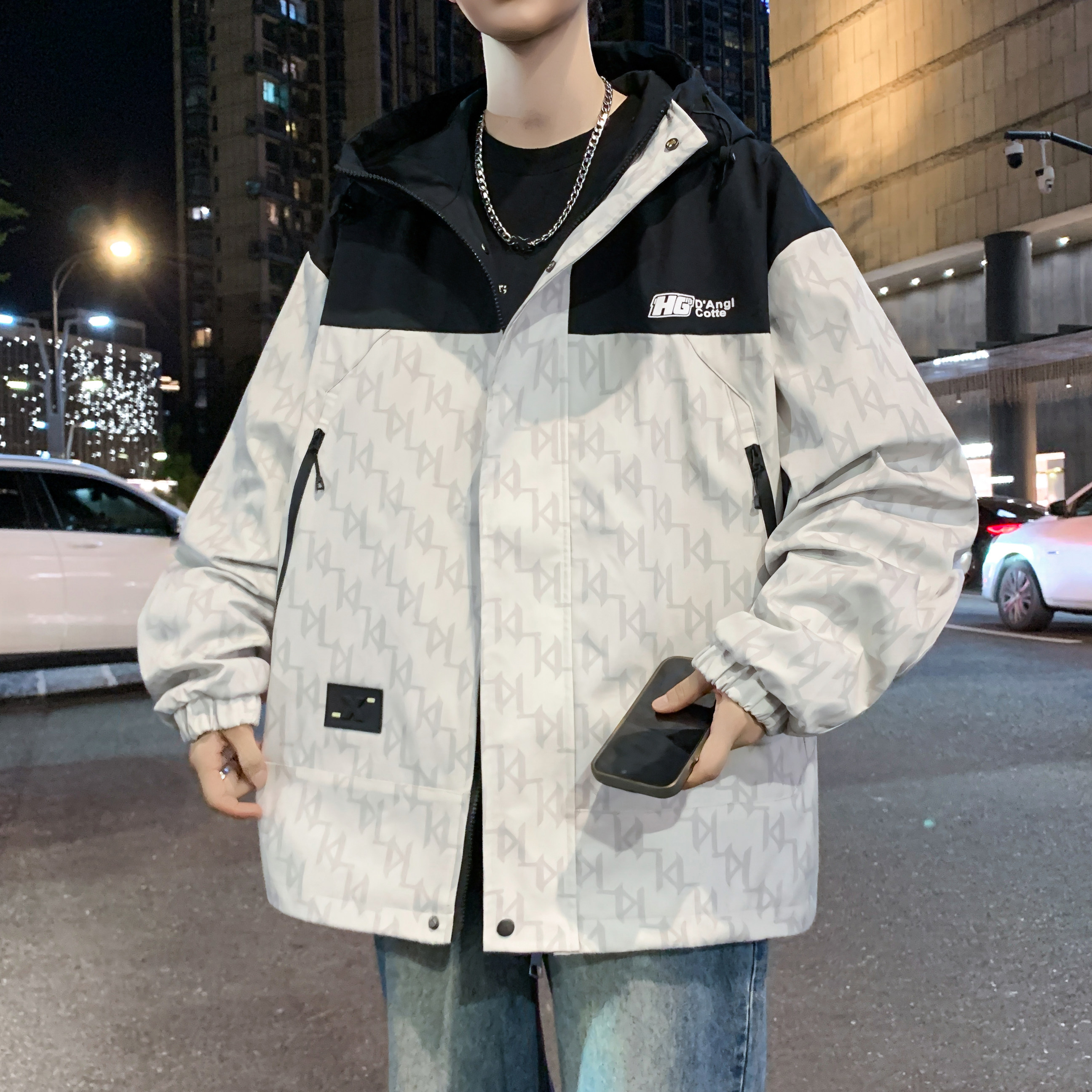 外套男孩春秋季新款青少年初高中学生潮流帅气夹克大童男装冲锋衣