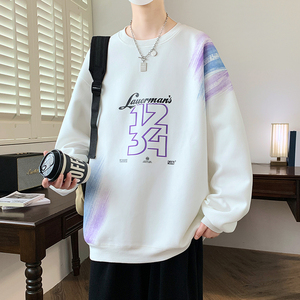 春秋季新款圆领卫衣男13-15岁初中学生长袖t恤青少年大童上衣男装