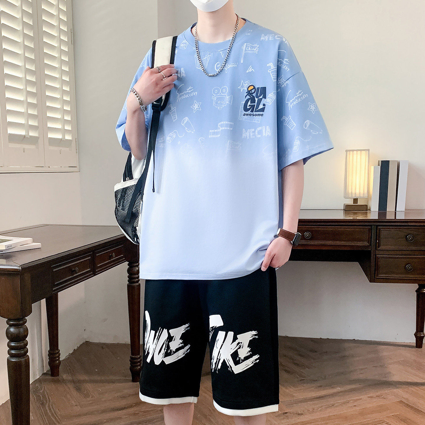 短袖t恤男孩12-15岁夏季薄款青少年帅气衣服13初中学生14运动套装