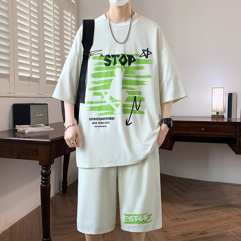 冰丝短袖t恤男孩初高中学生篮球衣服套装青少年宽松速干大童运动
