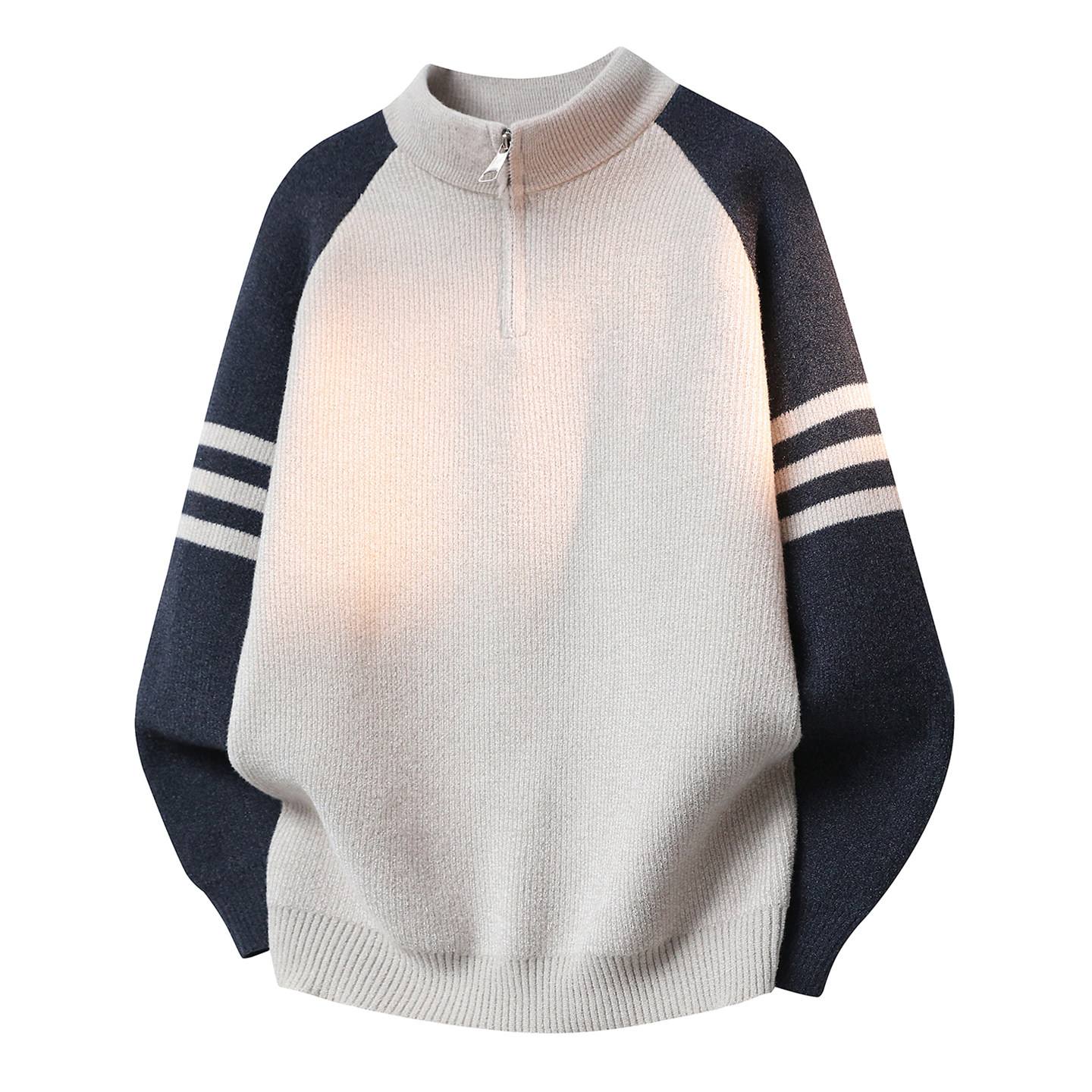 半高领拉链毛衣男生秋冬季新款初中学生青少年加厚保暖打底针织衫