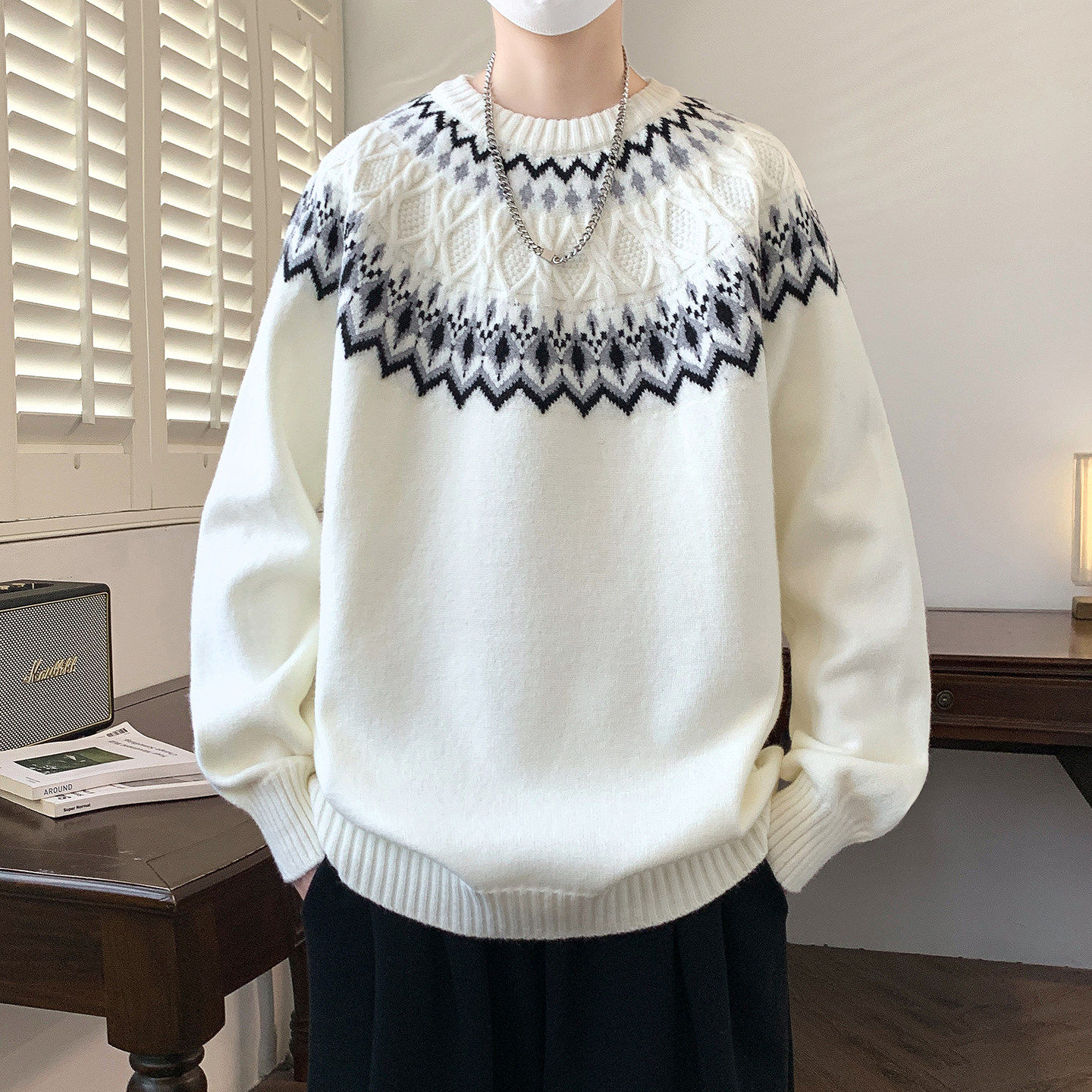 秋冬款青少年毛衣男初中高中学生潮流内搭线衣大童宽松针织打底衫