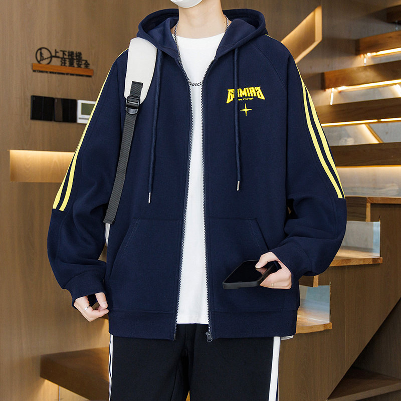 春秋季新款连帽开衫卫衣男生初高中学生潮牌外套男装士大童上衣服
