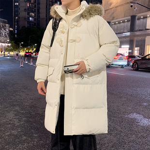 冬季中长新款青少年学生休闲连帽加厚外套大童保暖棉衣服男装士潮